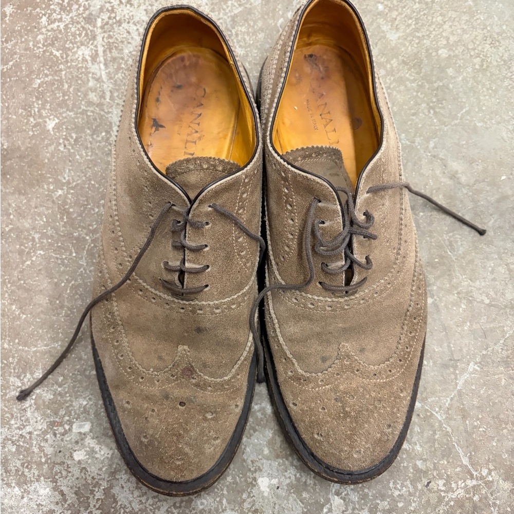 Canali Men's Brown Suede Oxford Shoes loafers‎